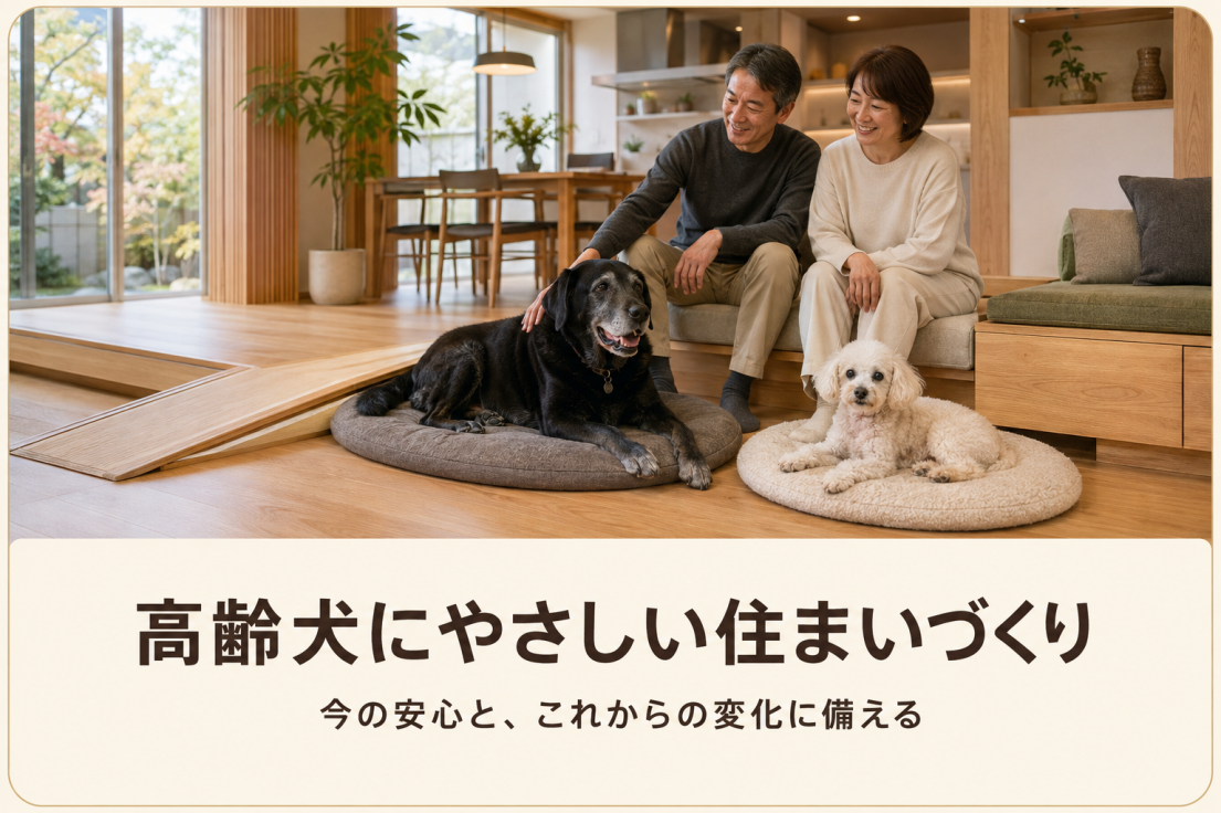 大型犬と小型犬の高齢期に備えた床・動線・居場所にやさしい住まい