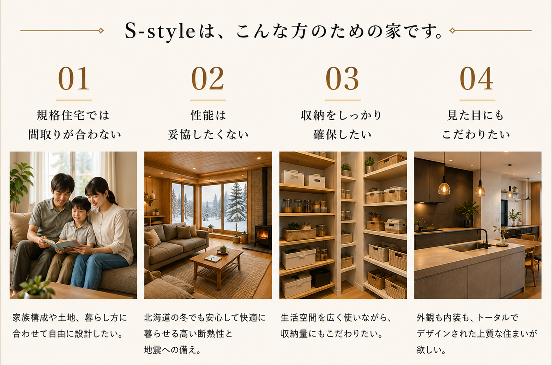 S-styleが向いている方｜自由設計・高性能・収納・デザイン